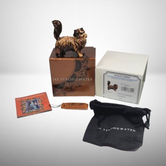 Jay Strongwater Persian Cat Maggie Mini Figurine With Swarovski Crystals - Picture 7 of 9